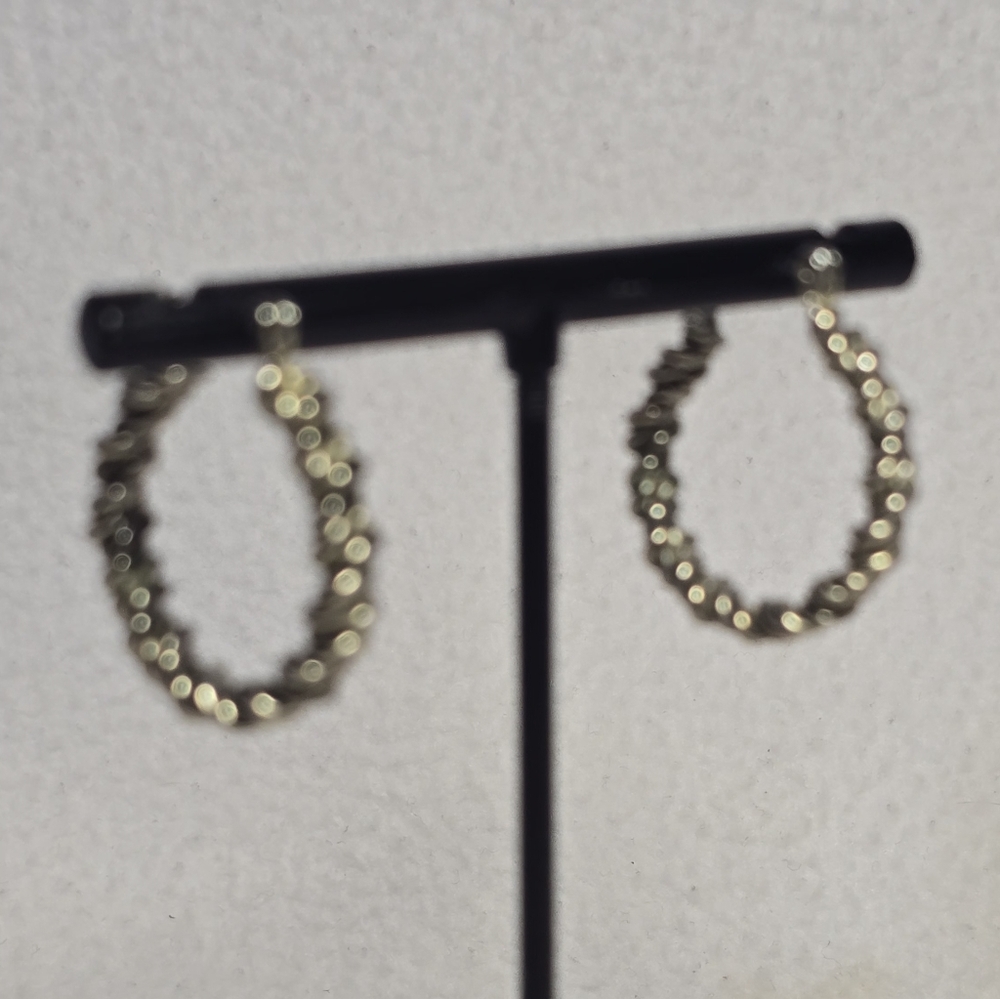 Silver Tone Twisted Gold Tone Hoop Earrings